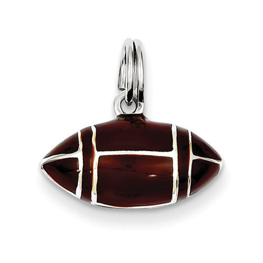 3D Brown Enameled Football Sterling Silver QC6489