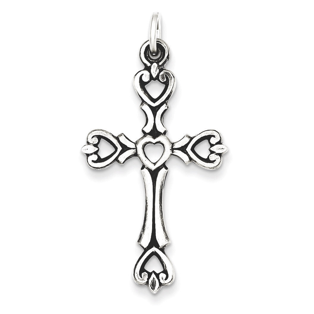 Heart Cross Pendant Antiqued Sterling Silver QC6497, MPN: QC6497, 883957518893