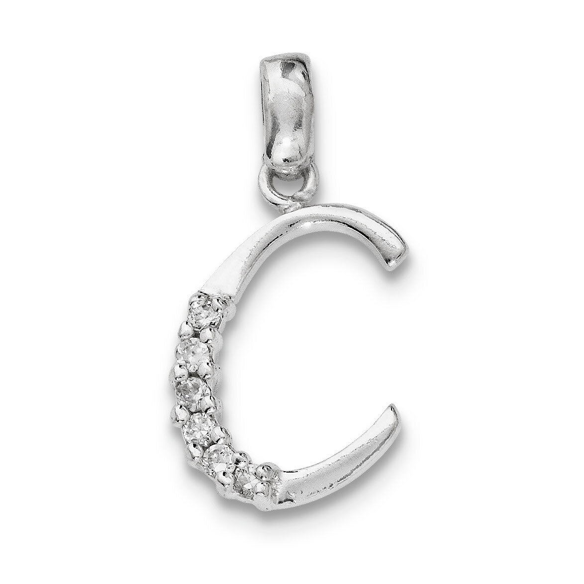 Initial C Pendant Sterling Silver Diamond QC6525C