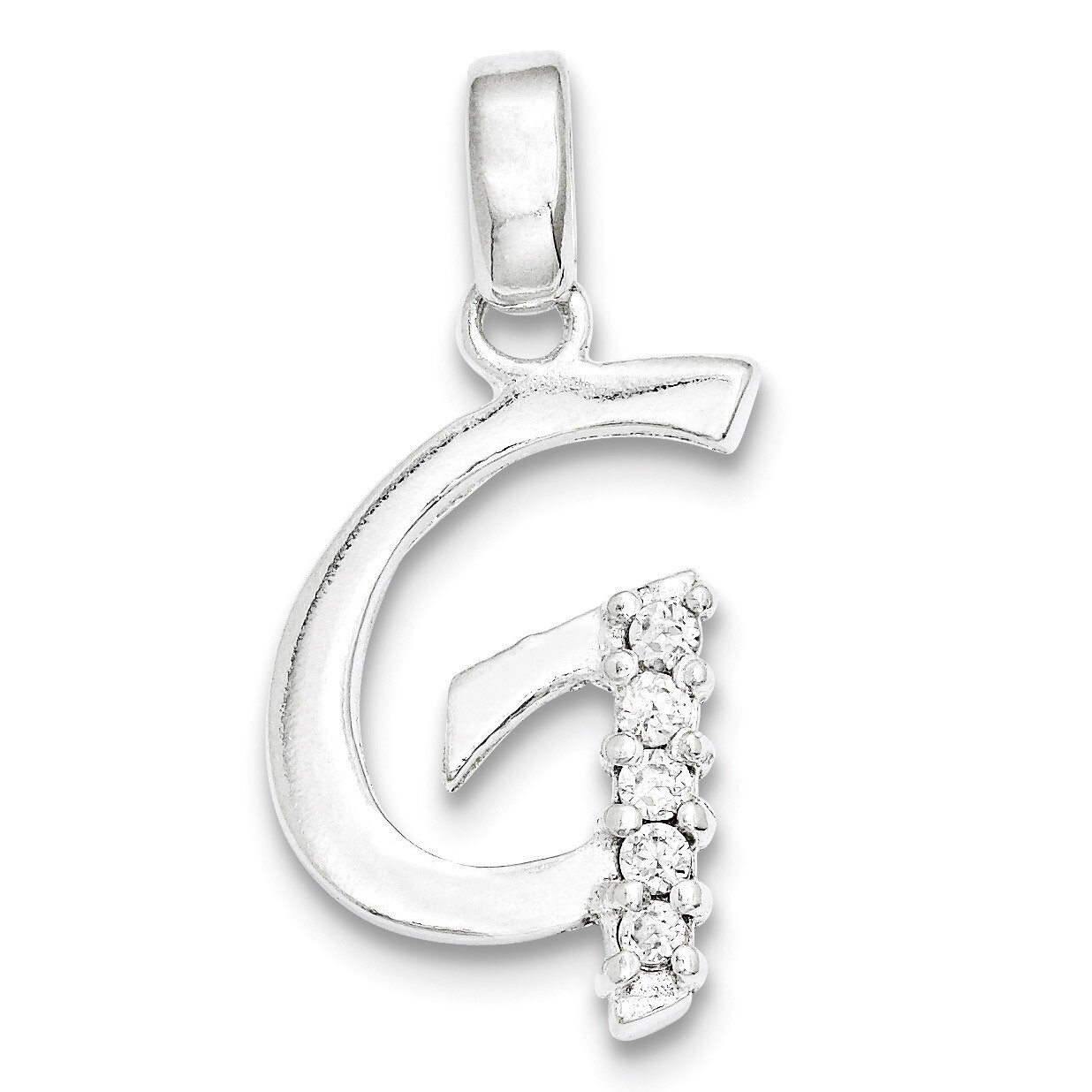 Initial G Pendant Sterling Silver Diamond QC6525G