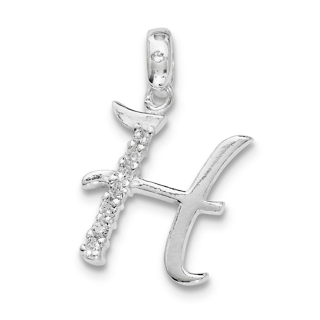 Initial H Pendant Sterling Silver Diamond QC6525H, MPN: QC6525H, 883957916477