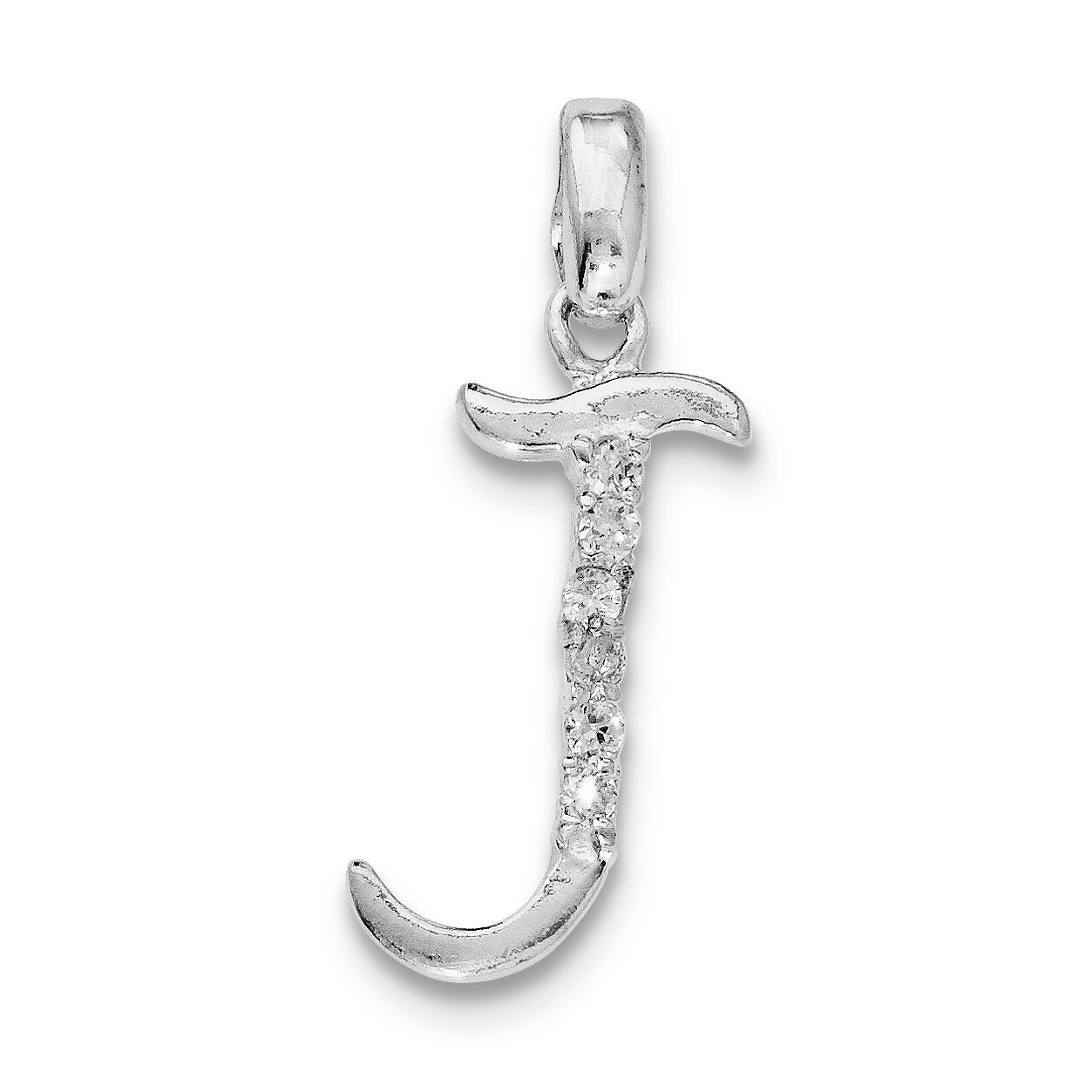 Initial J Pendant Sterling Silver Diamond QC6525J, MPN: QC6525J, 883957916491