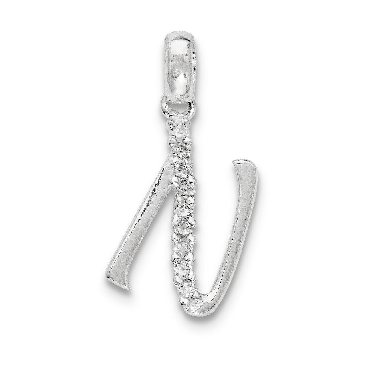 Initial N Pendant Sterling Silver Diamond QC6525N, MPN: QC6525N, 883957916538