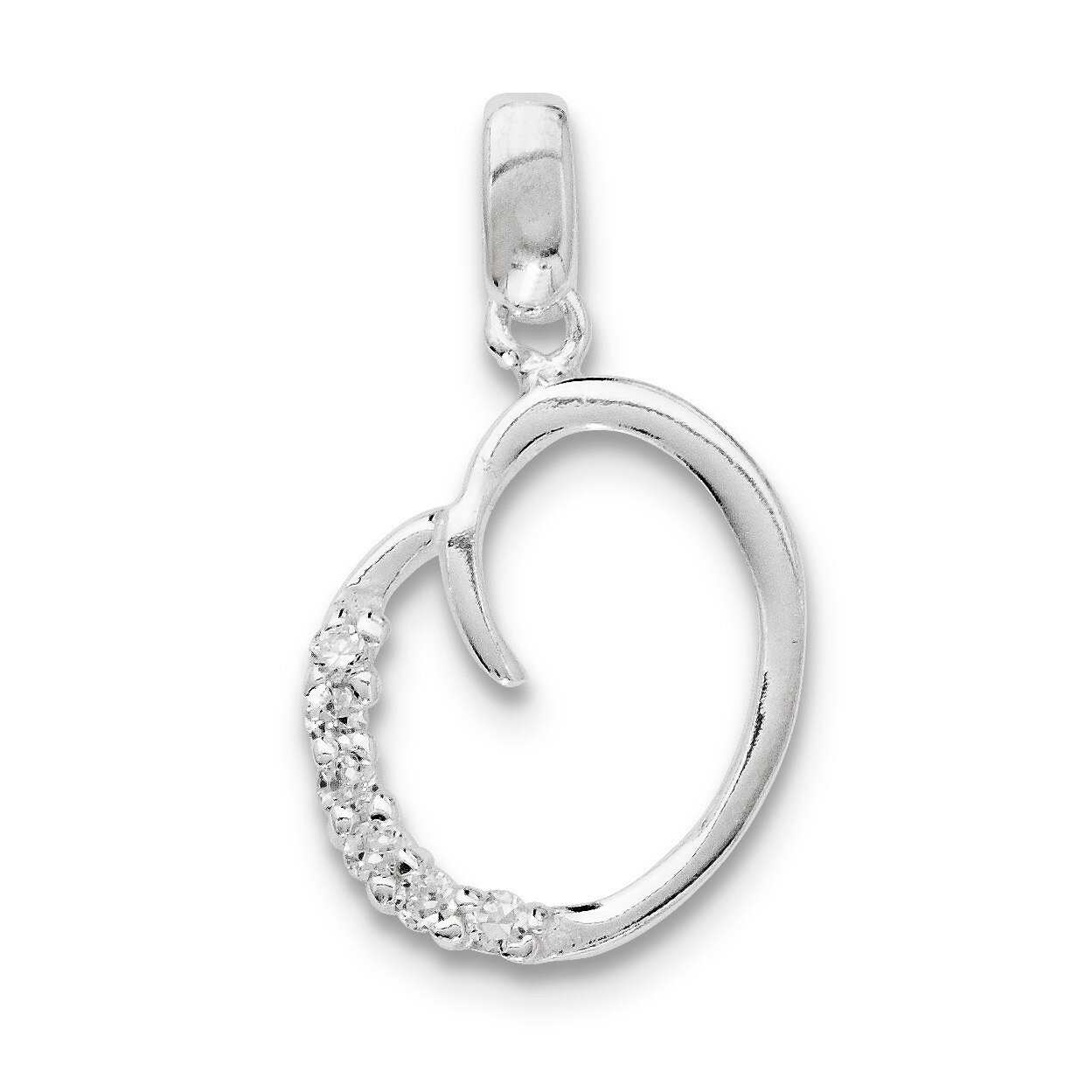 Initial O Pendant Sterling Silver Diamond QC6525O