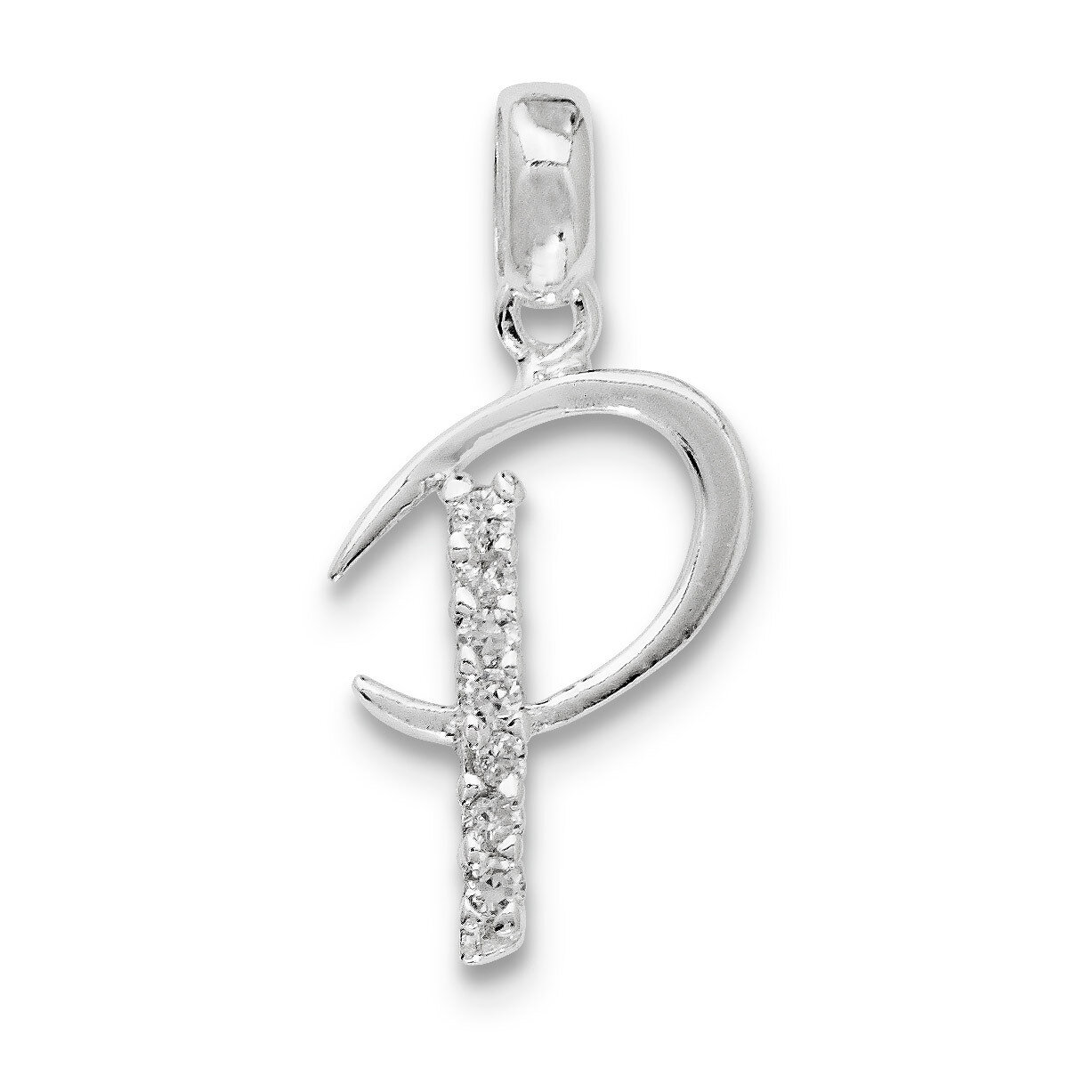 Initial P Pendant Sterling Silver Diamond QC6525P, MPN: QC6525P, 883957916552