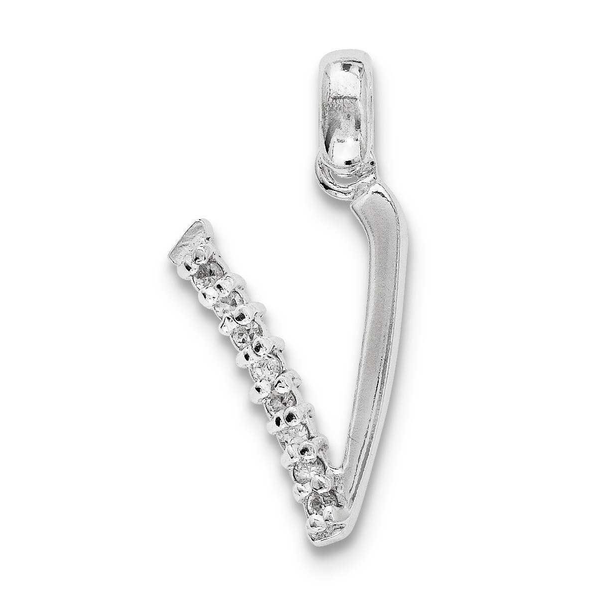 Initial V Pendant Sterling Silver Diamond QC6525V, MPN: QC6525V, 883957916590