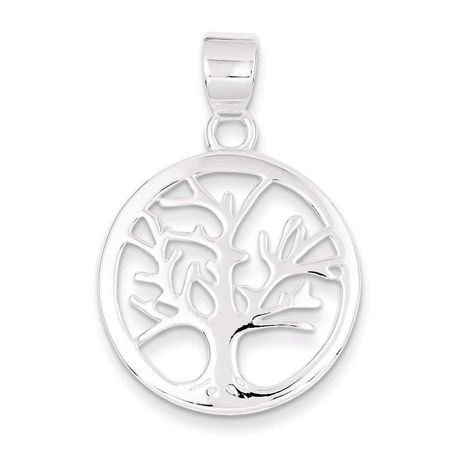 Round Tree Pendant Sterling Silver Polished QC6621