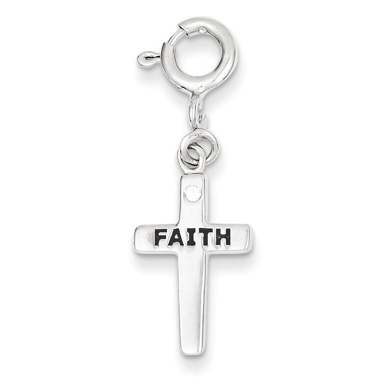 Faith Cross Clip-on Charm Sterling Silver Diamond QC6645, MPN: QC6645, 883957554549