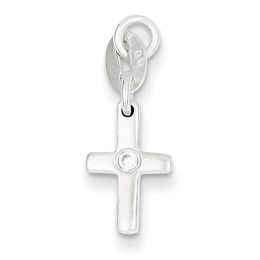 Diamond Polished Cross Charm Sterling Silver QC6647, MPN: QC6647, 883957536507