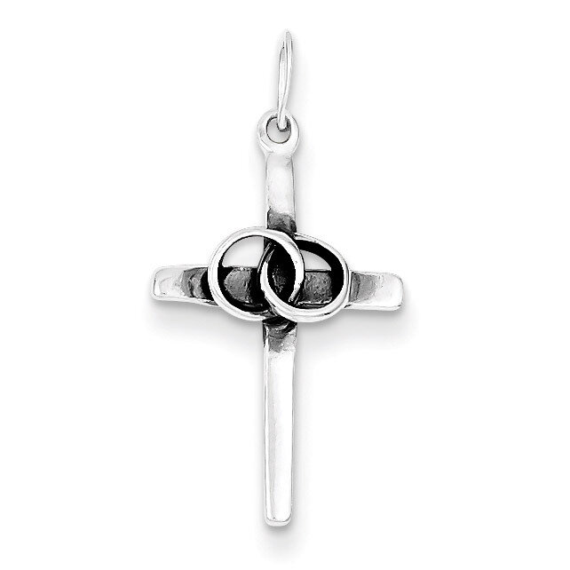 Wedding Cross Charm Antiqued Sterling Silver QC6673