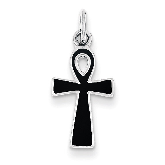 Black Enamel Cross Pendant Sterling Silver QC6674, MPN: QC6674, 883957536521