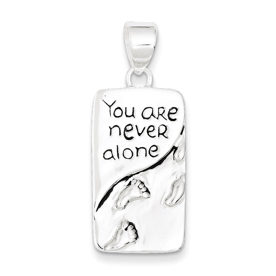 You Are Never Alone Antiqued Footprint Pendant Sterling Silver QC6706