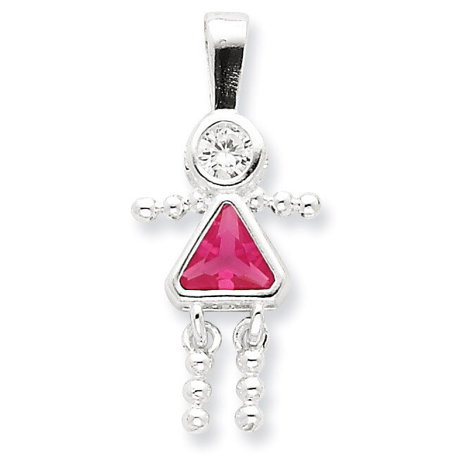October Pink Girl Pendant Diamond Sterling Silver QC6714OCT