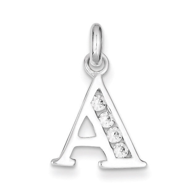 White Diamond Initial A Pendant Sterling Silver QC6716A, MPN: QC6716A, 883957518947