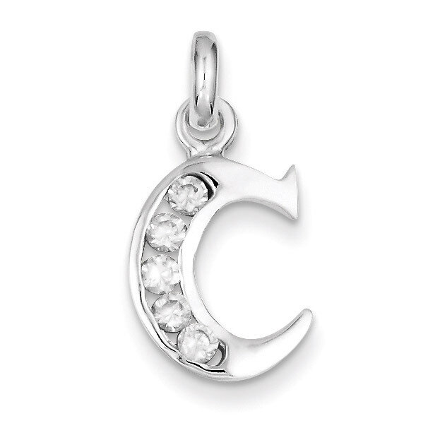 White Diamond Initial C Pendant Sterling Silver QC6716C, MPN: QC6716C, 883957561011
