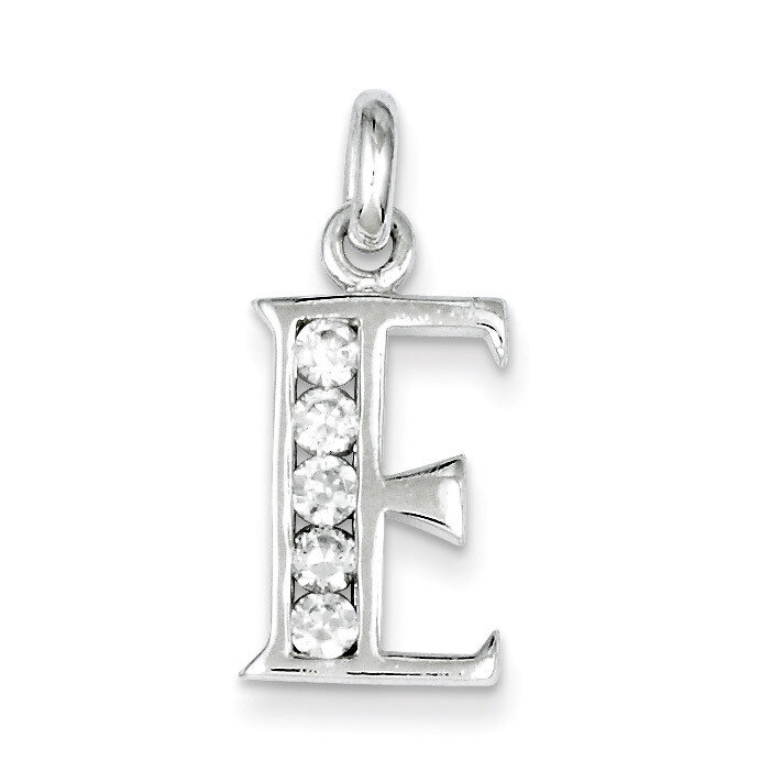 White Diamond Initial E Pendant Sterling Silver QC6716E, MPN: QC6716E, 883957542409
