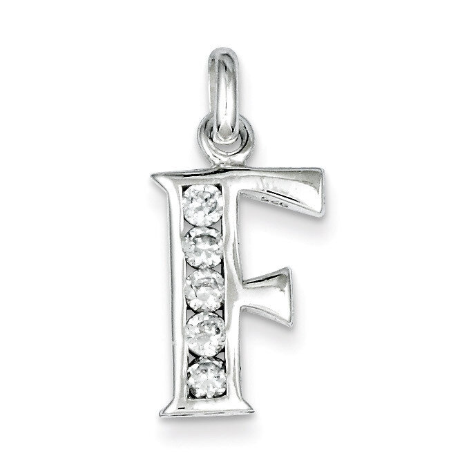 White Diamond Initial F Pendant Sterling Silver QC6716F, MPN: QC6716F, 883957544793