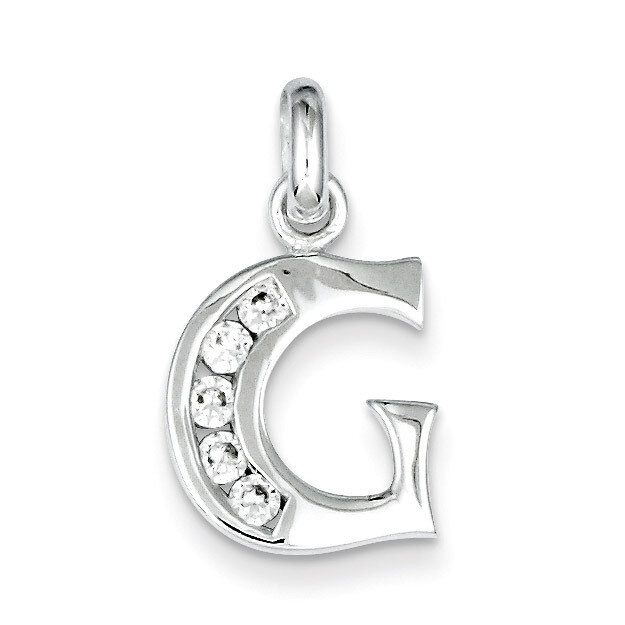 White Diamond Initial G Pendant Sterling Silver QC6716G, MPN: QC6716G, 883957551050