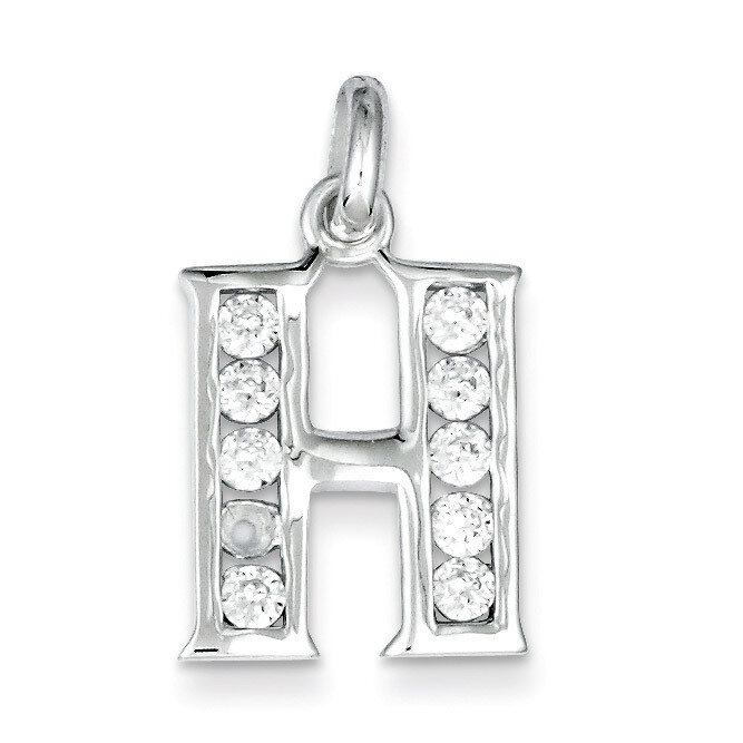White Diamond Initial H Pendant Sterling Silver QC6716H, MPN: QC6716H, 883957570938