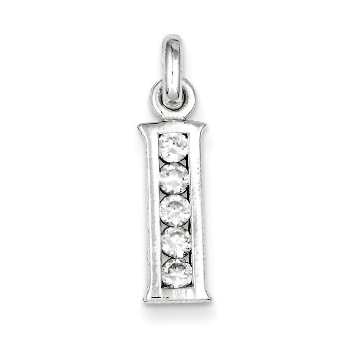 White Diamond Initial I Pendant Sterling Silver QC6716I