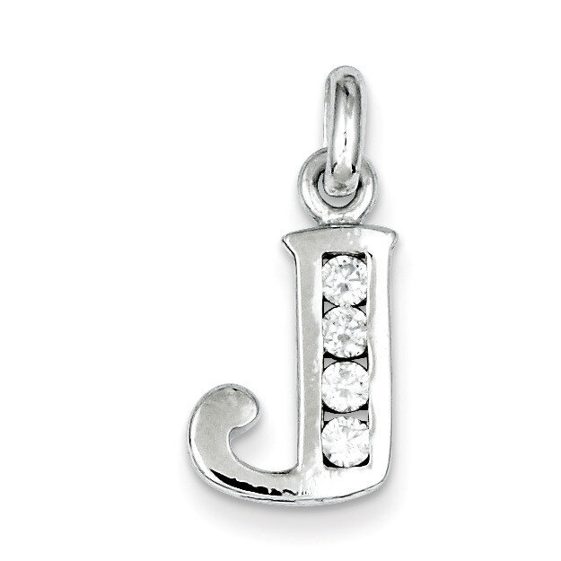 White Diamond Initial J Pendant Sterling Silver QC6716J, MPN: QC6716J, 883957542416