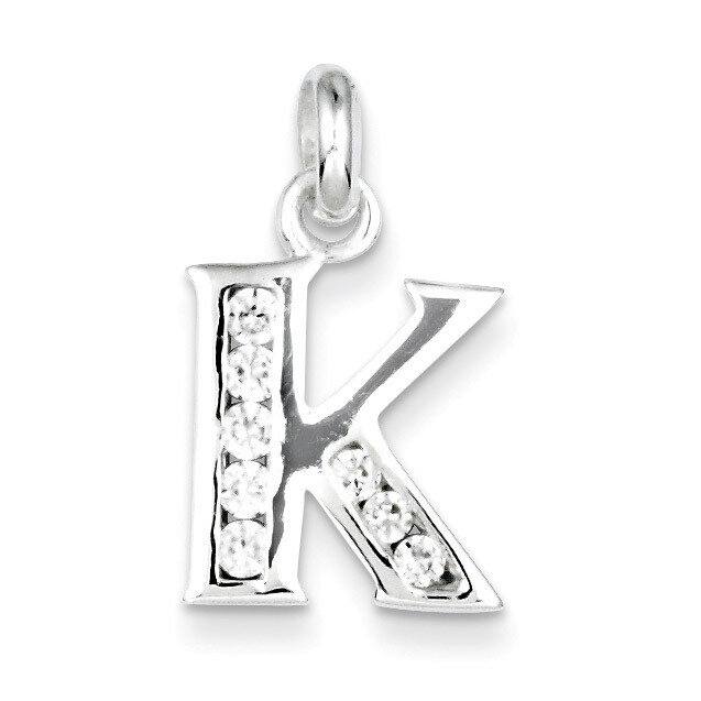 White Diamond Initial K Pendant Sterling Silver QC6716K, MPN: QC6716K, 883957558967