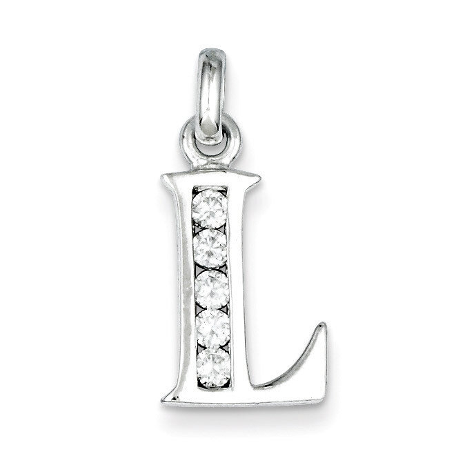 White Diamond Initial L Pendant Sterling Silver QC6716L