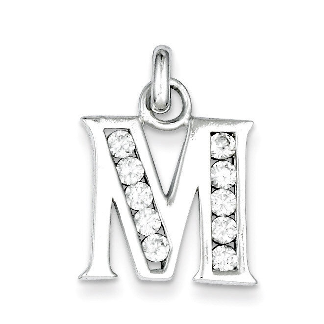 White Diamond Initial M Pendant Sterling Silver QC6716M, MPN: QC6716M, 883957525037