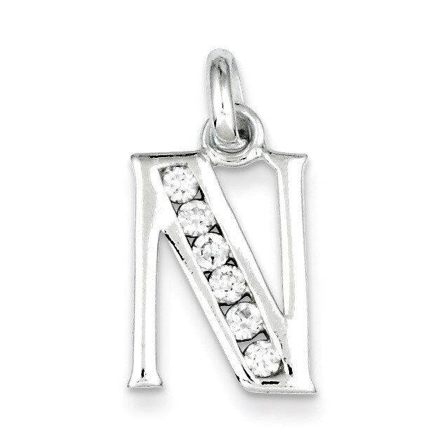White Diamond Initial N Pendant Sterling Silver QC6716N, MPN: QC6716N, 883957570006