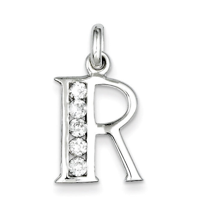 White Diamond Initial R Pendant Sterling Silver QC6716R, MPN: QC6716R, 883957564029