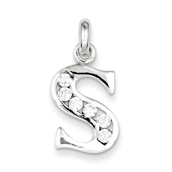 White Diamond Initial S Pendant Sterling Silver QC6716S, MPN: QC6716S, 883957536538
