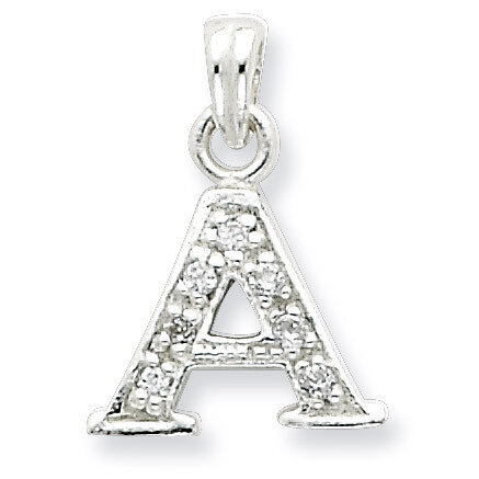 Initial A Pendant Sterling Silver Diamond QC6717A