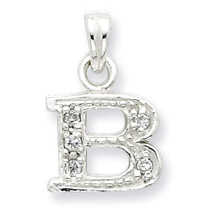 Initial B Pendant Sterling Silver Diamond QC6717B, MPN: QC6717B, 883957532592
