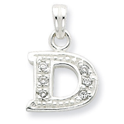 Initial D Pendant Sterling Silver Diamond QC6717D, MPN: QC6717D, 883957479156