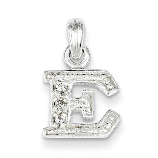Initial E Pendant Sterling Silver Diamond QC6717E, MPN: QC6717E, 883957569307