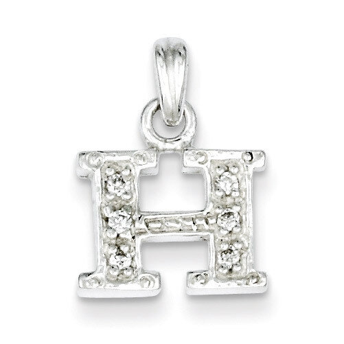 Initial H Pendant Sterling Silver Diamond QC6717H, MPN: QC6717H, 883957554563