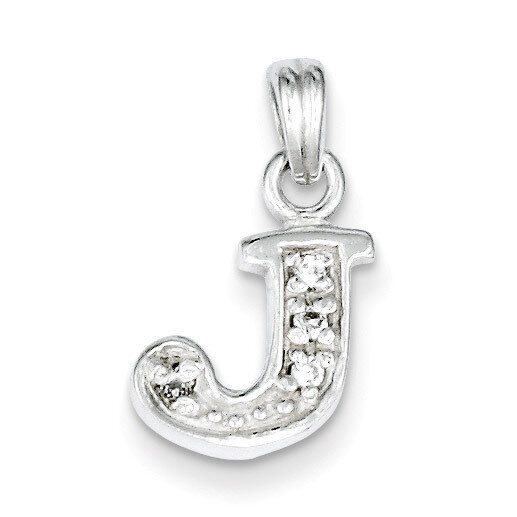 Initial J Pendant Sterling Silver Diamond QC6717J, MPN: QC6717J, 883957479163