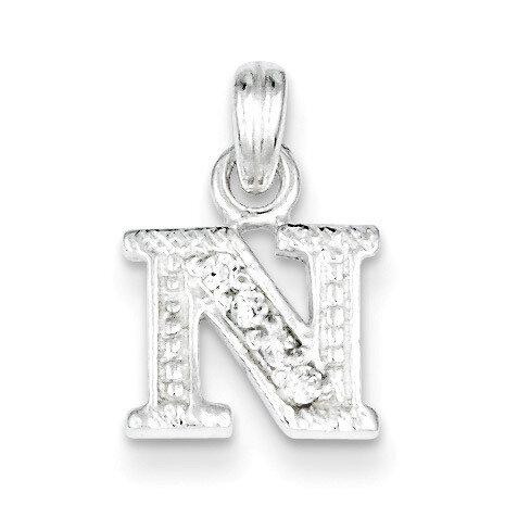 Initial N Pendant Sterling Silver Diamond QC6717N