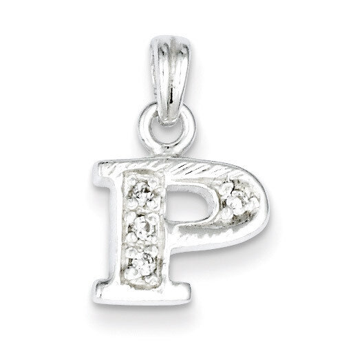 Initial P Pendant Sterling Silver Diamond QC6717P