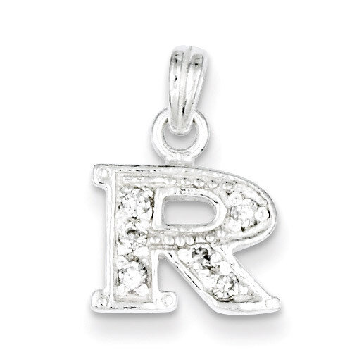 Initial R Pendant Sterling Silver Diamond QC6717R, MPN: QC6717R, 883957567327