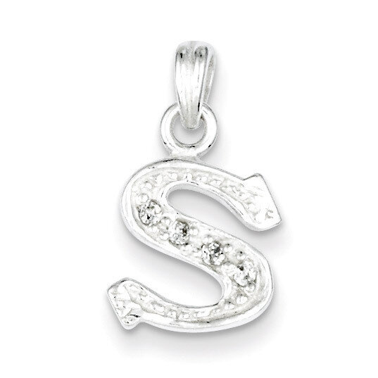 Initial S Pendant Sterling Silver Diamond QC6717S, MPN: QC6717S, 883957557106