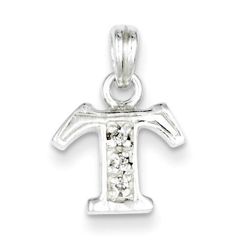 Initial T Pendant Sterling Silver Diamond QC6717T, MPN: QC6717T, 883957568232