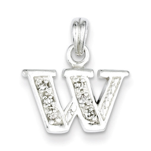 Initial W Pendant Sterling Silver Diamond QC6717W, MPN: QC6717W, 883957569321