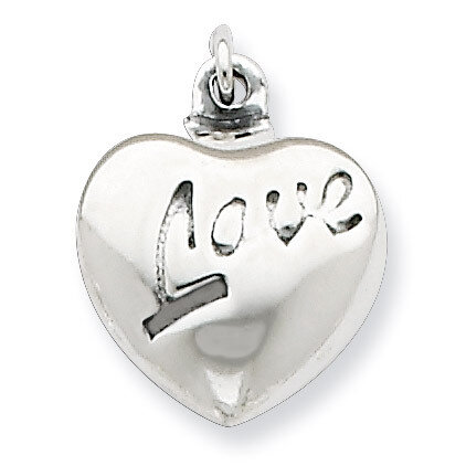 Love Puffed Heart Charm Sterling Silver QC6718
