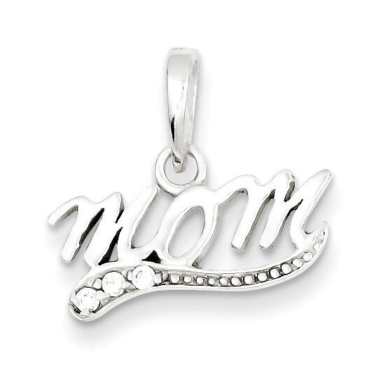 Polished Mom Pendant Sterling Silver Diamond QC6759