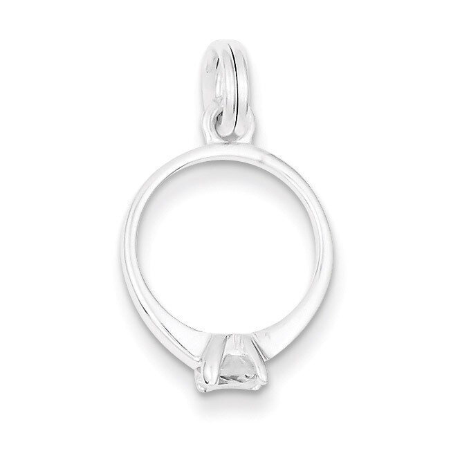 Polished Ring Charm Sterling Silver Diamond QC6768