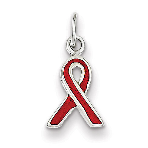 Red Enameled Awareness Charm Sterling Silver QC6830, MPN: QC6830, 883957569345