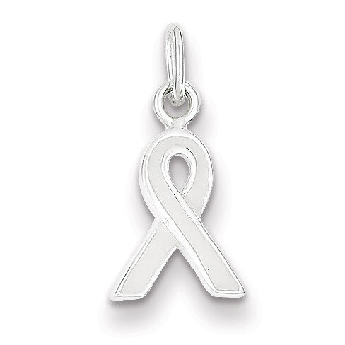 White Enameled Awareness Charm Sterling Silver QC6831