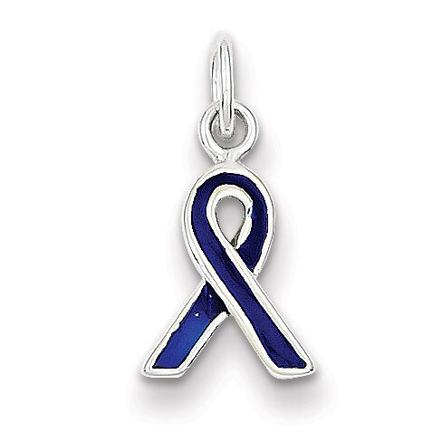 Blue Enameled Awareness Charm Sterling Silver QC6832