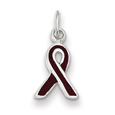 Brown Enameled Awareness Charm Sterling Silver QC6837